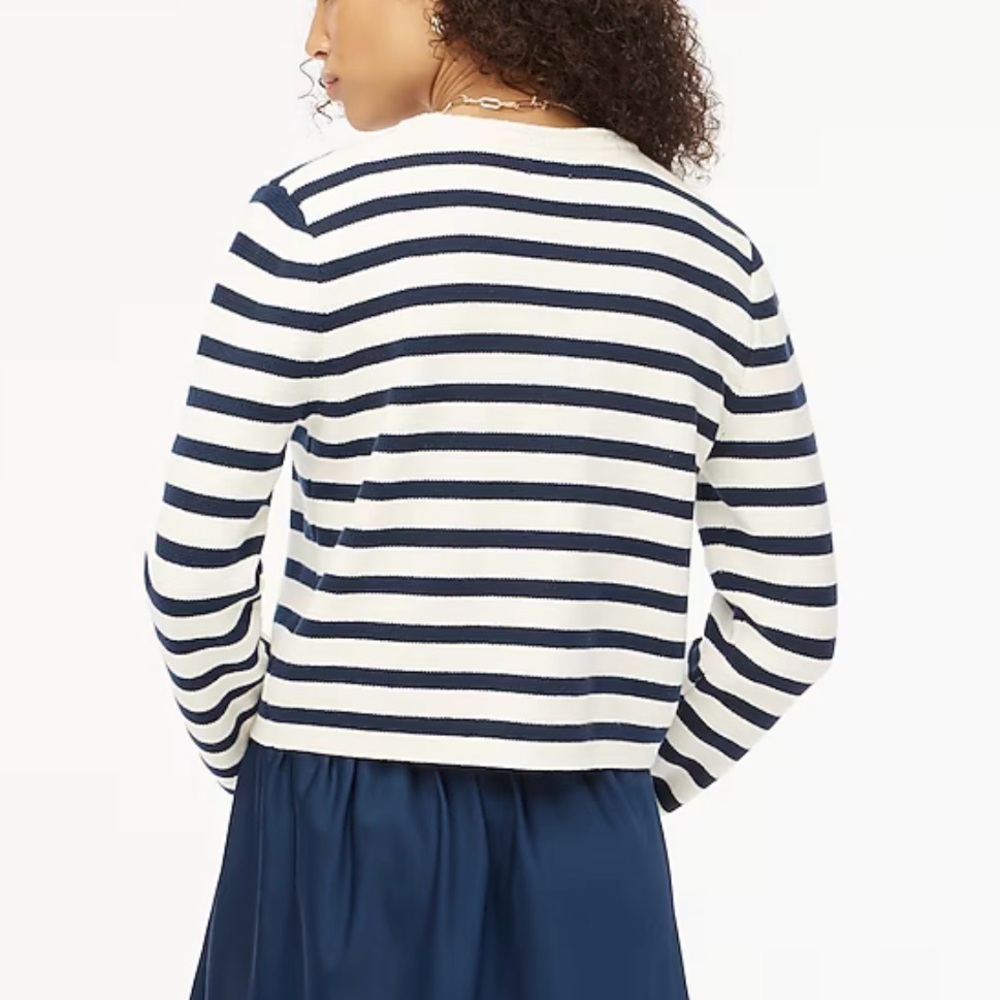 J. Crew Factory Navy and White Striped Lady Cardigan - Picture 2 of 8
